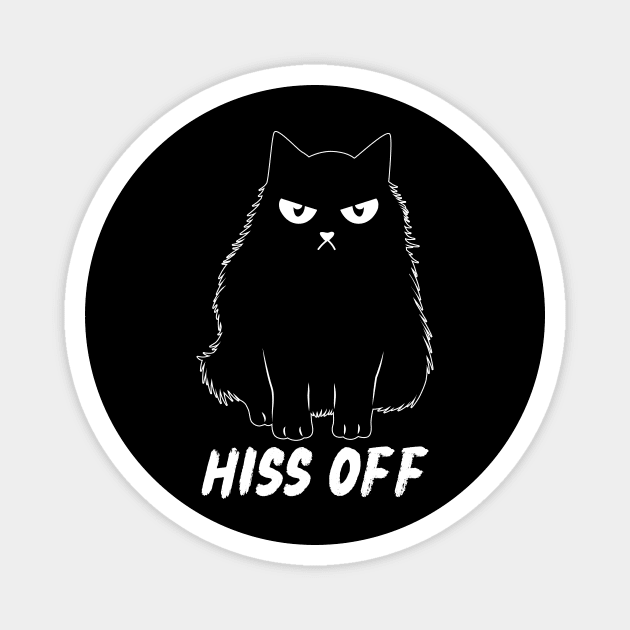 Hiss Off Cat Doodle Design Magnet by The WYLD Tribe